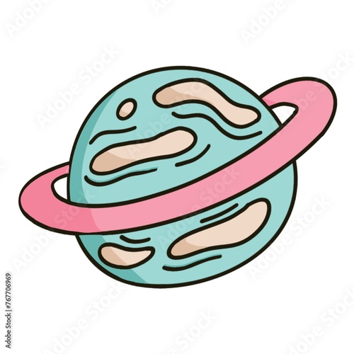 saturn cartoon style white background.