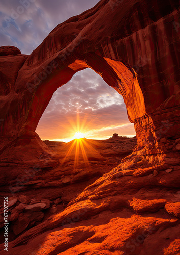 Arch Panorama in red stones.