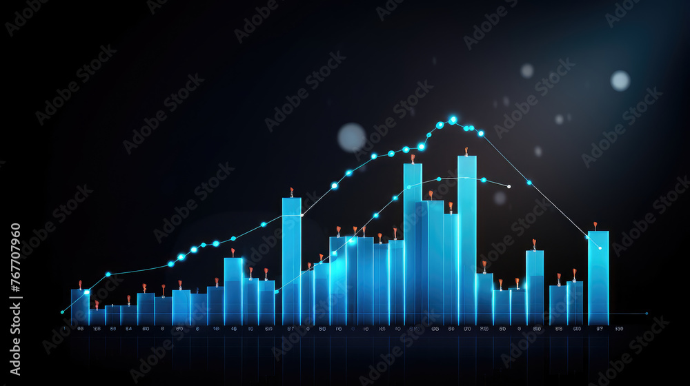 Dynamic Stock Market Trading Graph on a Dark Background Dynamic Stock Market Trading Graph on a Dark Background