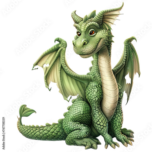 Fairytale dragon isolated on white or transparent background