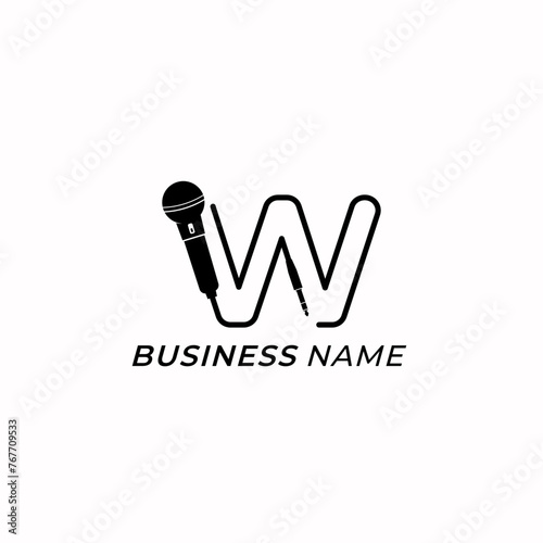 design logo creative letter W and microphone