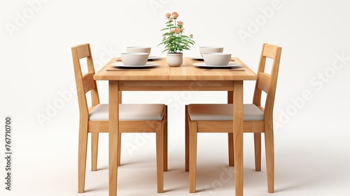 Dining table setup with flowers in modern interior