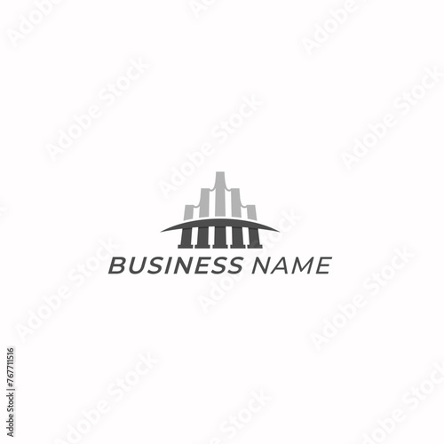 design logo creative bridge and city