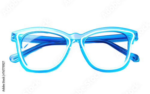 Fabulous Blue Shiny Neon Sunglasses isolated on white or transparent background