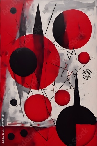 Abstract illustration in black and red on white 
