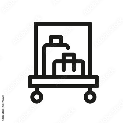 Icon of luggage cart with suitcases for travel, hotel service, and airport transport.Vector illustration