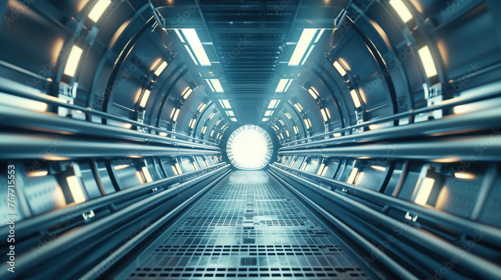 Futuristic tunnel, empty corridor design. Generative AI