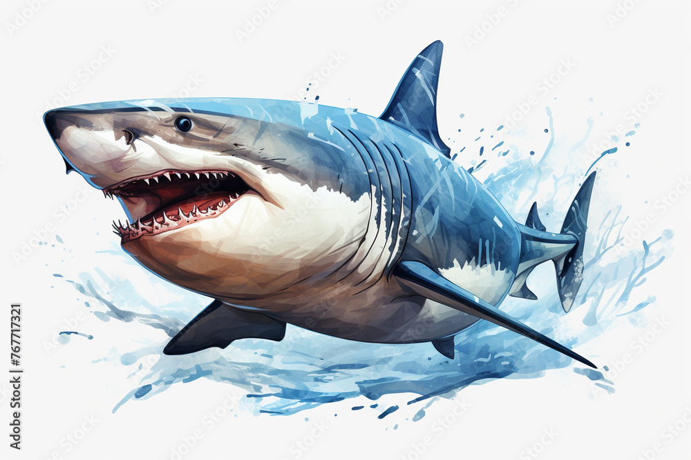 Obraz premium Great White Shark - Illustration of a Great White Shark in water