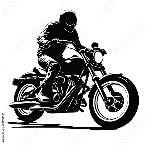 Motorcycle rider  Silhouette , tattoo ,illustration