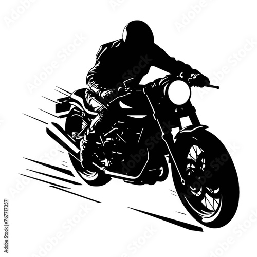 Motorcycle rider  Silhouette , tattoo ,illustration