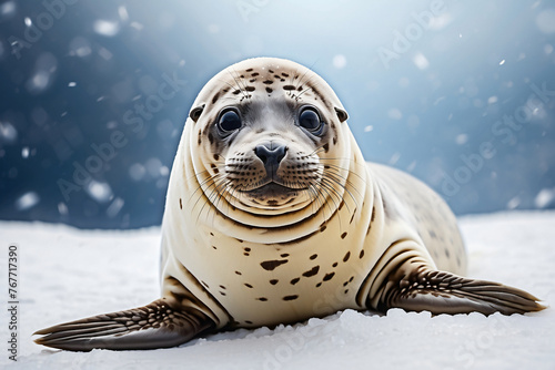 seals on snow background