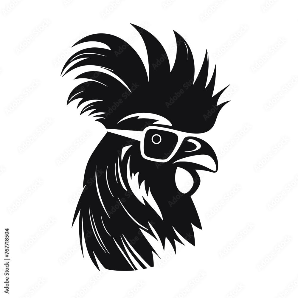 Fototapeta premium Rooster with sunglasses Silhouette