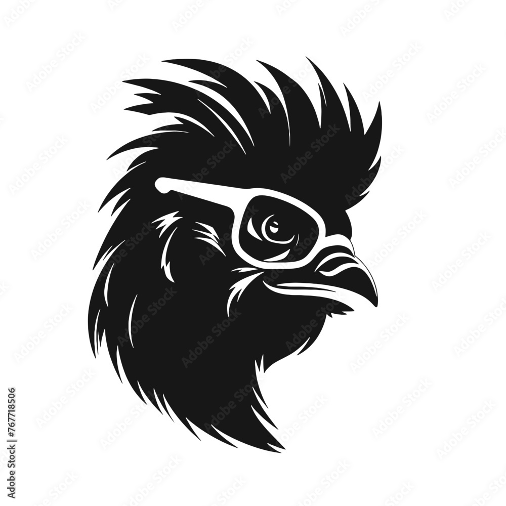 Rooster with sunglasses Silhouette Rooster with sunglasses Silhouette