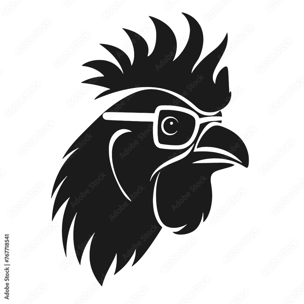  Rooster  with sunglasses Silhouette 