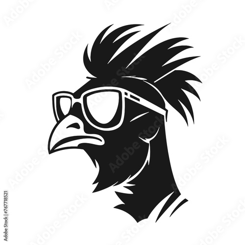  Rooster  with sunglasses Silhouette 