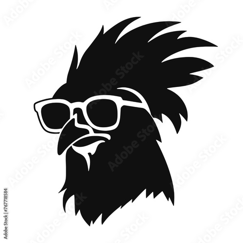 Rooster  with sunglasses Silhouette 