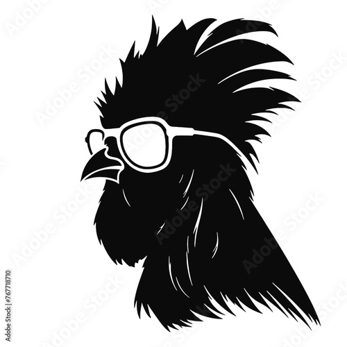 Rooster  with sunglasses Silhouette 