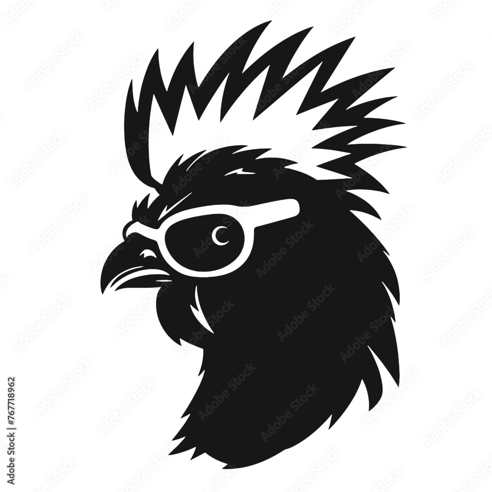Fototapeta premium Rooster with sunglasses Silhouette 
