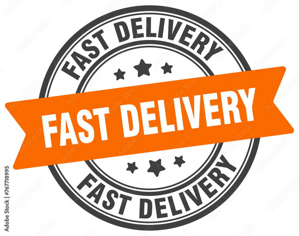 fast delivery stamp. fast delivery label on transparent background. round sign