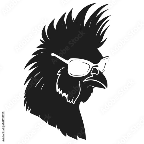  Rooster  with sunglasses Silhouette 