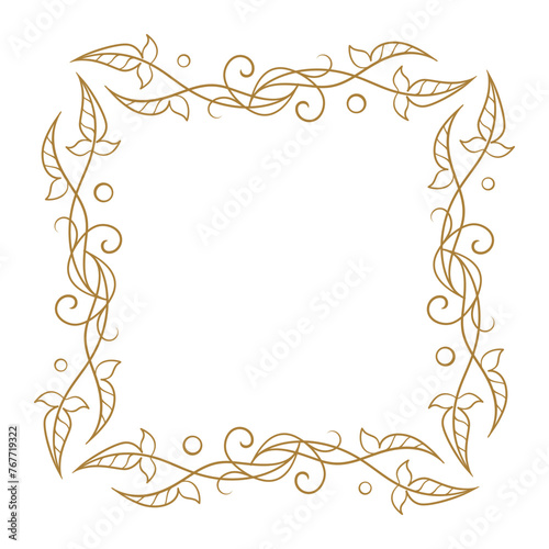 Vintage style floral square frame with ivy leaves decoration