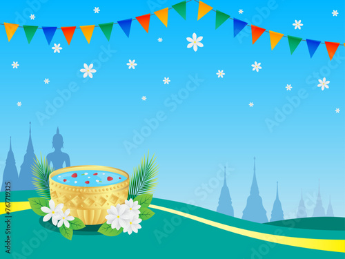 water summer Songkran festival thailand culture Banner backgroung design