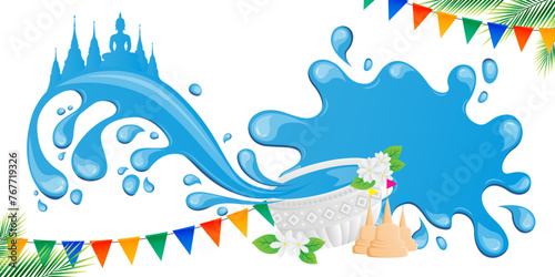 water summer Songkran festival thailand culture Banner backgroung design