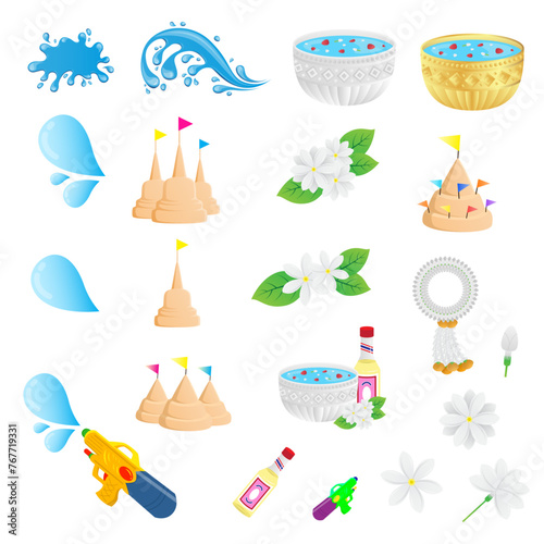 water summer Songkran festival thailand culture collection item for decorate design