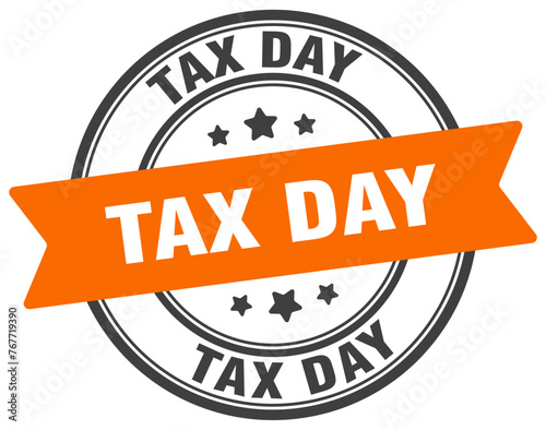 tax day stamp. tax day label on transparent background. round sign