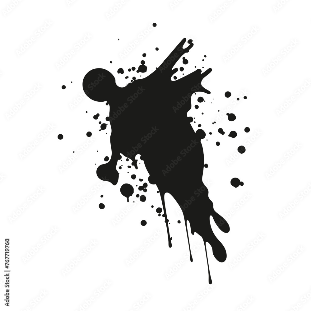 Obraz premium Black ink spots set on white background. Ink splatter Silhouette 