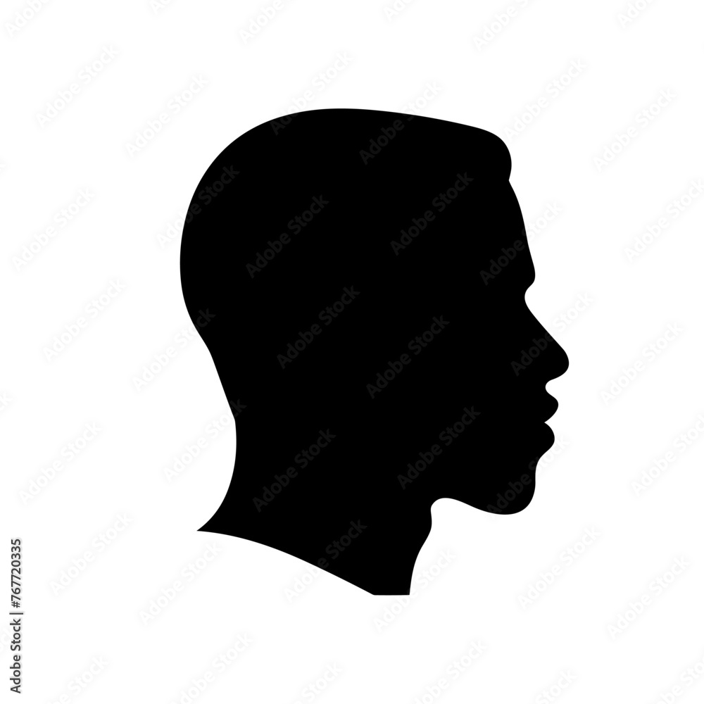 Man head black icon on white background. Man head silhouette Man head black icon on white background. Man head silhouette