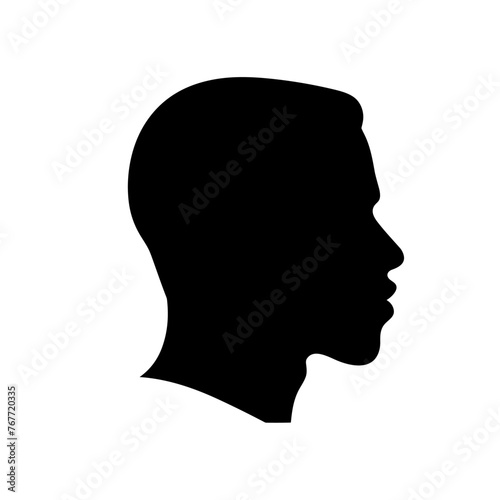 Man head black icon on white background. Man head silhouette