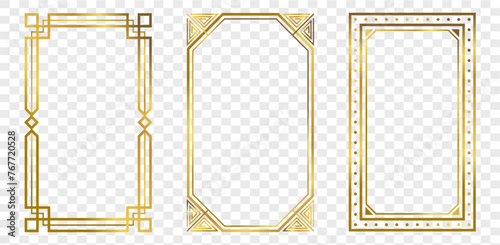 Gold decorative vintage frames and borders set photo