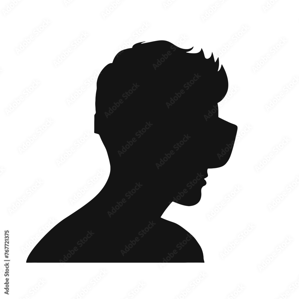 Augmented reality virtual reality headset on a person Silhouette , vector illustration