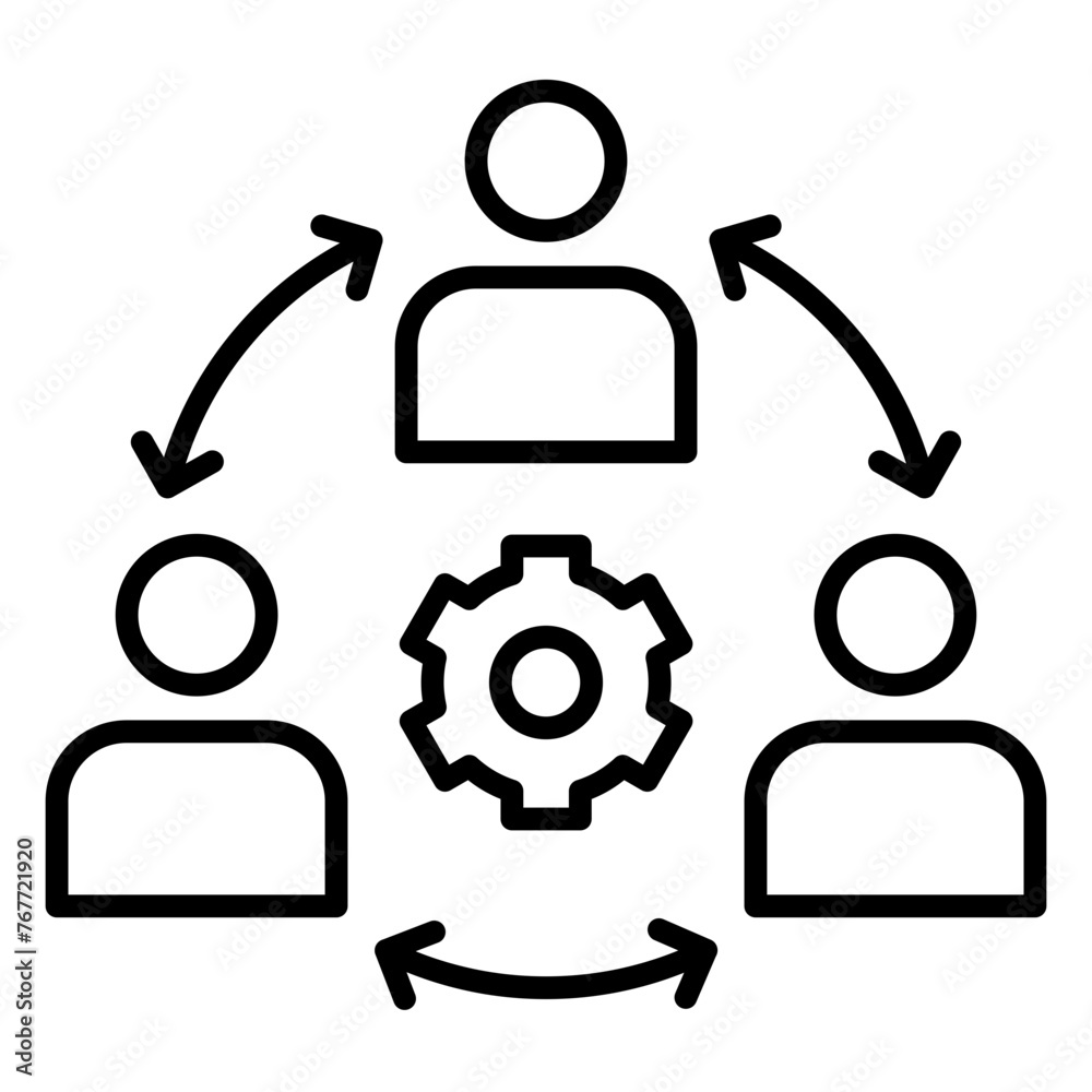 Team collaboration icon for working in one management Team collaboration icon for working in one management