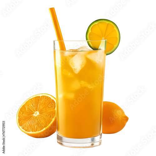 An Isolated Tequila and Orange Juice Cocktail Drink, Transparent Background, PNG