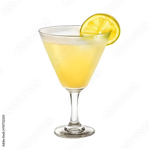 An Isolated Vodka Sour Cocktail Drink, Transparent Background, PNG