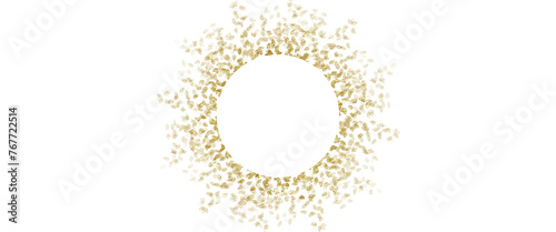 scattered gold leaf circle frame illustration png.