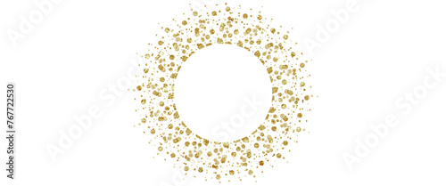 scattered gold leaf circle frame illustration png.