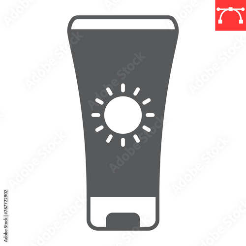 SPF glyph icon, summer and vacation, sunscreen vector icon, vector graphics, editable stroke solid sign, eps 10.