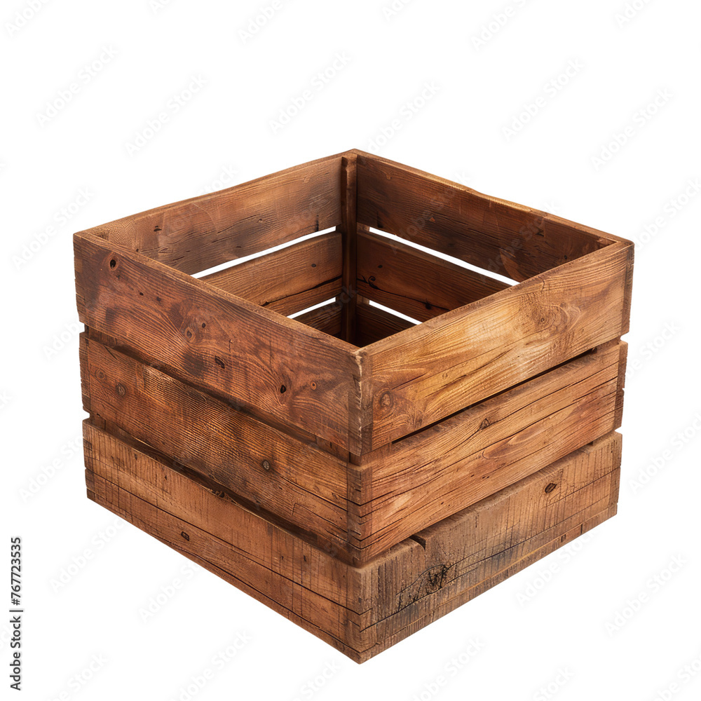 Wooden box isolated on transparent background Wooden box isolated on transparent background