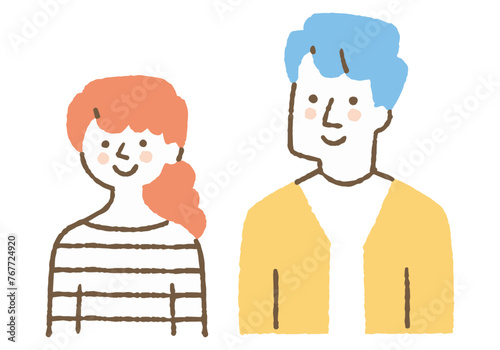 Woman and man in striped clothing_Color