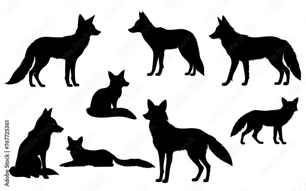 set of a fox silhouette vector