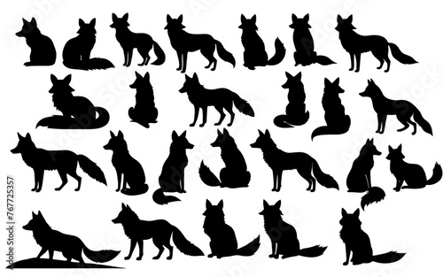 Fototapeta Naklejka Na Ścianę i Meble -  set of a fox silhouette vector