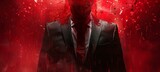 Politician on dark red theme background. Evil corrupt and bribe crime. Generative AI technology.