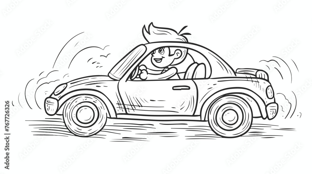 Toy Car coloring page For kids boy is driving a car icon