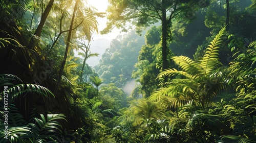 Sunlight through a rainforest