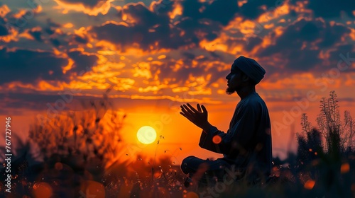 Person praying outside