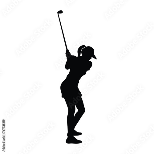 Golfer. Silhouette of a person playing golf on a white background. Graphics for designers and for decorating their work. Vector illustration.
