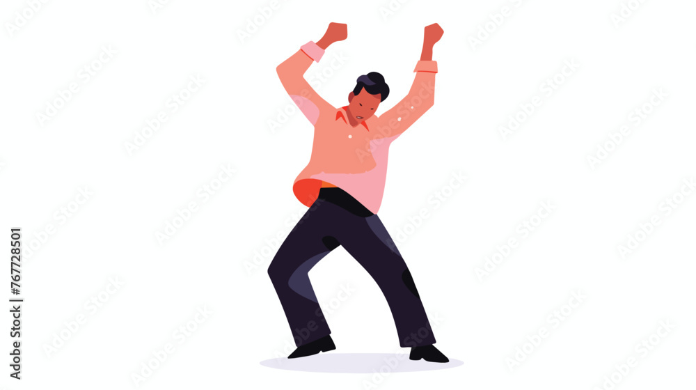 Vector cartoon illustration of man dancing
